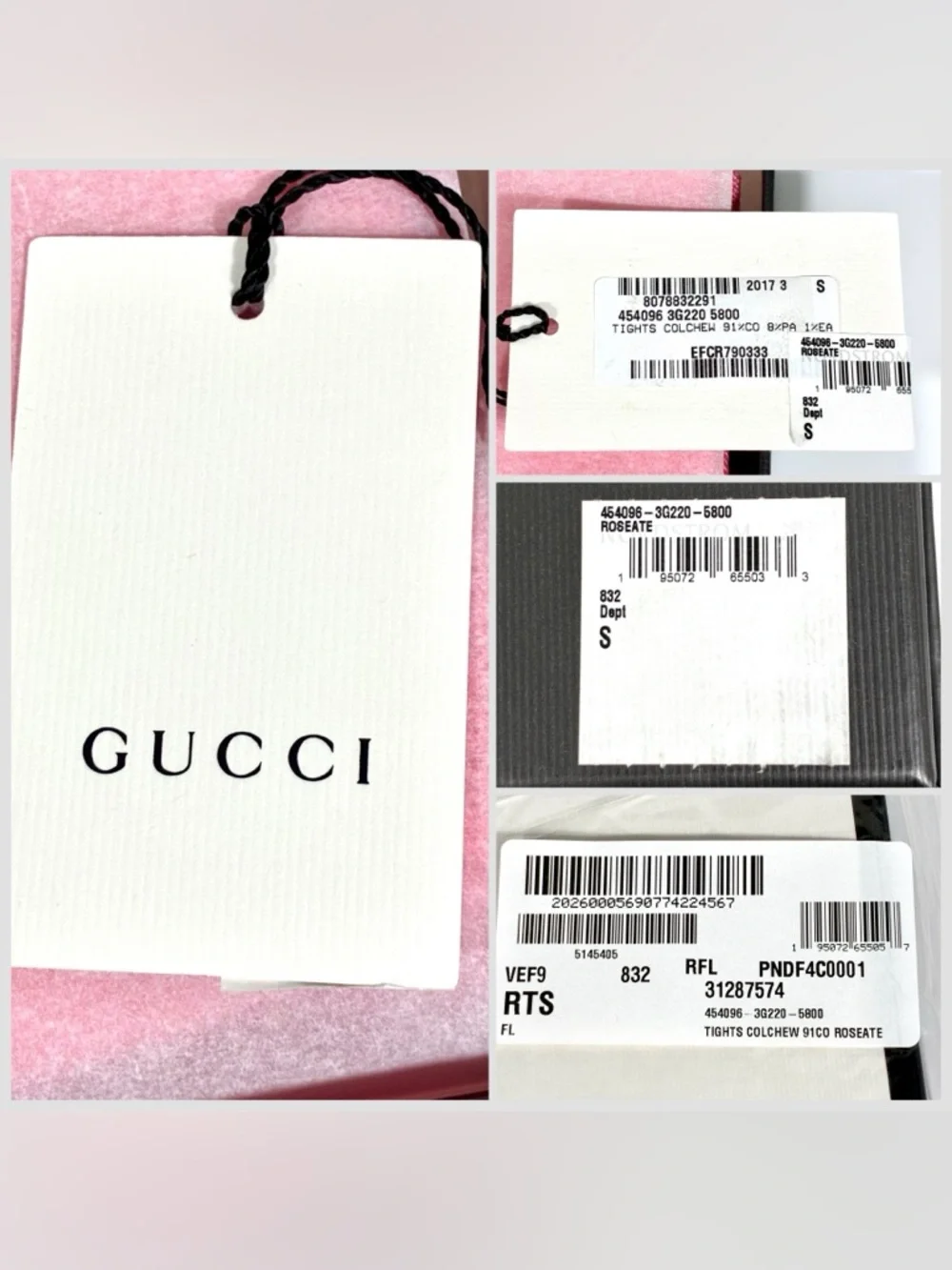 Gucci Chevron Knit Tights Pink Roseate Small NEW Box Included